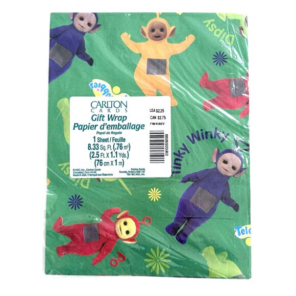 Vintage Teletubbies Party Supplies Gift Wrap Wrapping Paper NEW 2 Packages - Picture 3 of 3